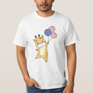 Camiseta Girafa Voa Balões Nos Eua Acima Do Zoo De Animais