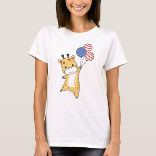 Camiseta Girafa Voa Balões Nos Eua Acima Do Zoo De Animais