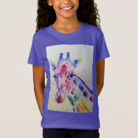 Girafa Whimsical Watercolor Purple Girls T Shirt