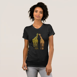 Camiseta Girafas Casal T-Shirt Ouro Moderno Design