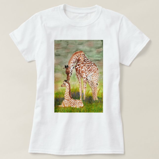 Camiseta Girafas da mãe e do bebê (Frente do Design)