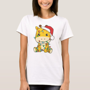 Camiseta Girafas de Natal Girafas Feriam Animais de inverno