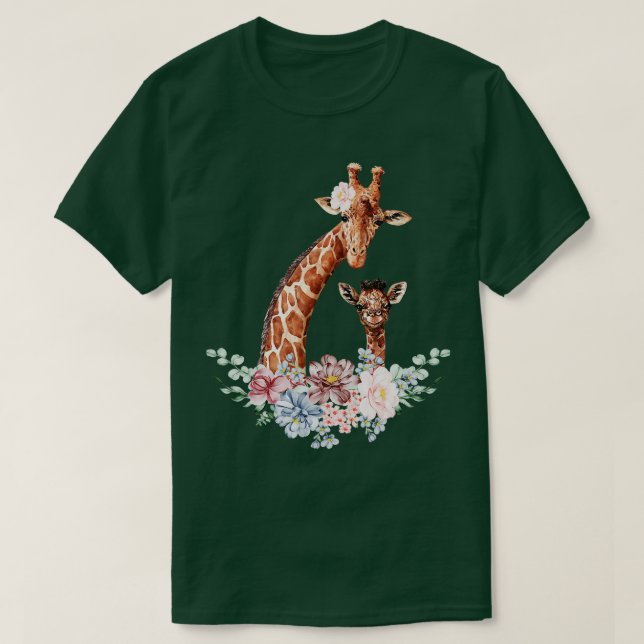 Camiseta Girafas floresce Girafa Fome Zoológico (Frente do Design)