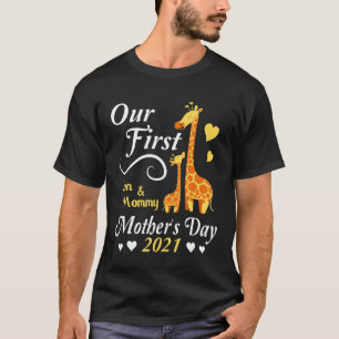 Camiseta Girafas Juntas Filho E Mamãe Nossas Primeiras Mães