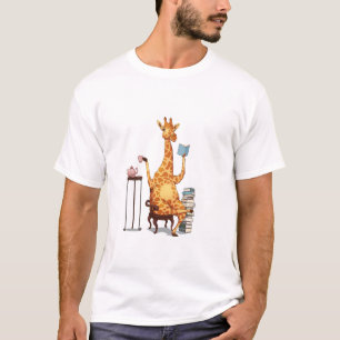 Camiseta Girafas, livros e presentes de chá bonitos