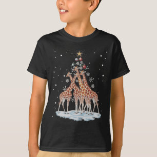Camiseta Girafas Xmas Árvore Girafa Feliz De Natal Ch