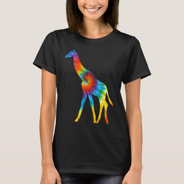 Camiseta Giraffe Animals Tie Dye Retro Rainbow Trippy Hippi (Frente)