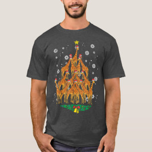 Camiseta Giraffe Árvore de Natal Animal Xmas PJs pijamas Wo