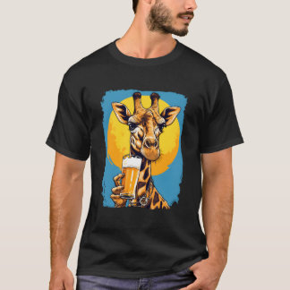 Camiseta Giraffe Bebendo Beer Beer Drinker Safari Zoo Anim