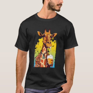 Camiseta Giraffe Bebendo Beer Beer Drinker Safari Zoo Anim