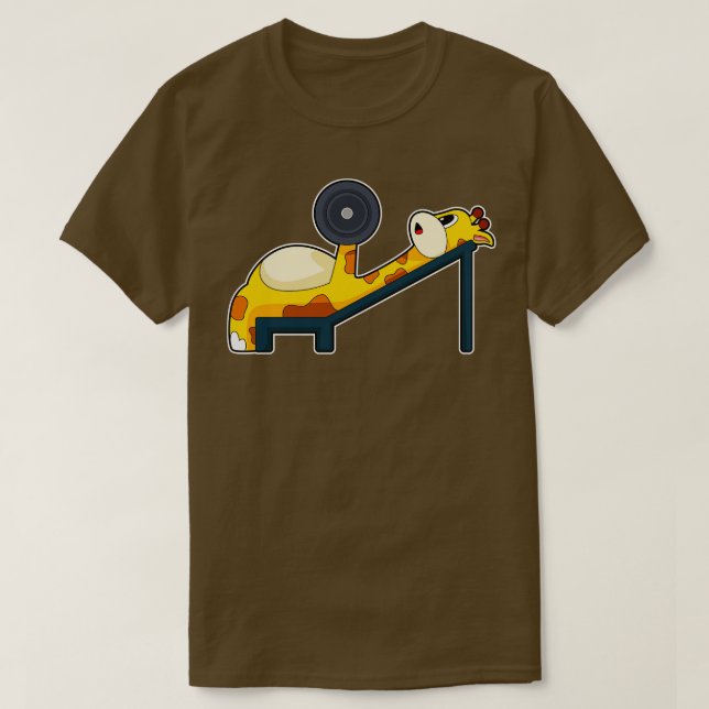 Camiseta Giraffe Bodybuilding Dumbbell (Frente do Design)
