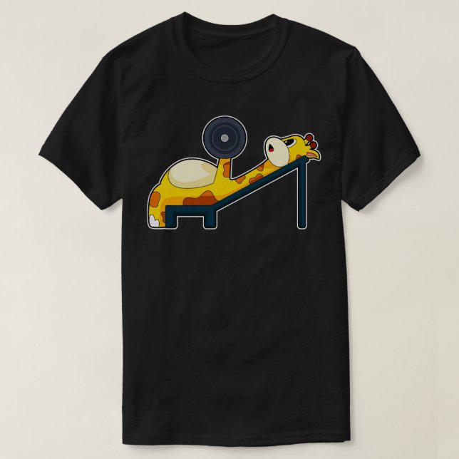 Camiseta Giraffe Bodybuilding Dumbbell (Frente do Design)