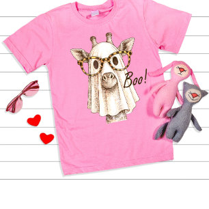 Camiseta Giraffe Boo Halloween Figurume Men Mulheres Menina