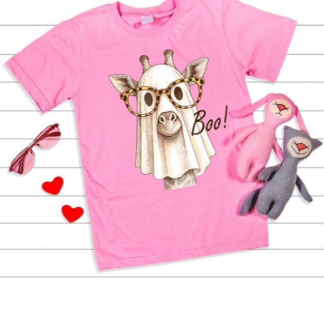 Camiseta Giraffe Boo Halloween Figurume Men Mulheres Menina (Criador carregado)