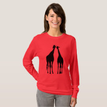 Giraffe Casal Silhouette T Shirt - Escolher Cor