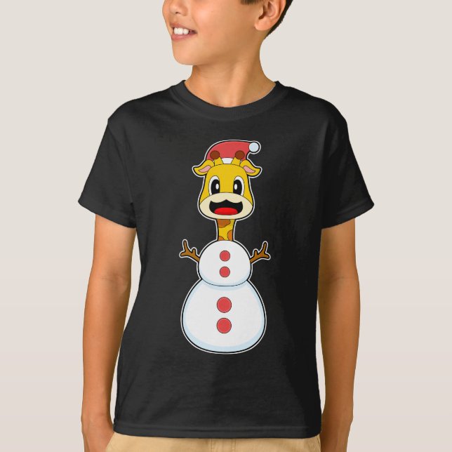 Camiseta Giraffe Christmas Snowman (Frente)