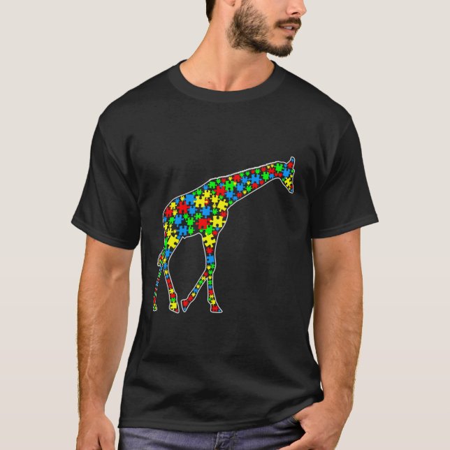 Camiseta Giraffe Engraçado Quebra-cabeça animais espinhosos (Frente)