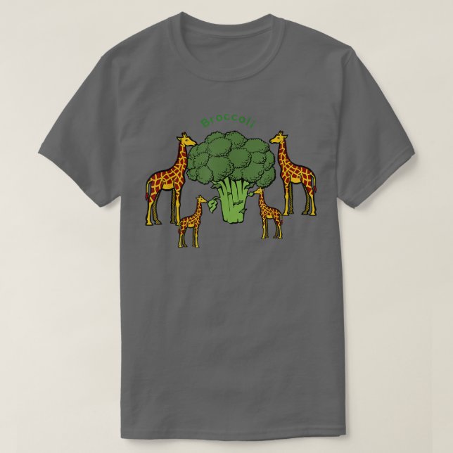 Camiseta Giraffe Family Eating Broccoli Tree  (Frente do Design)