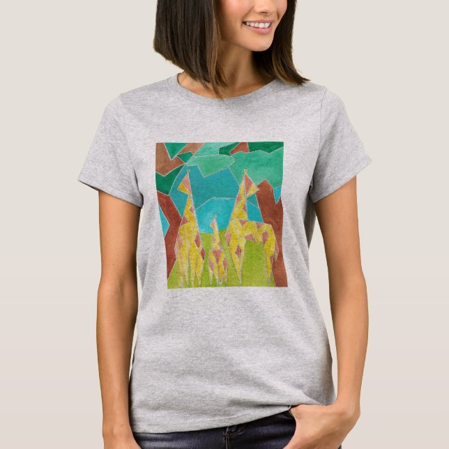 Camiseta Giraffe Family Original Abstract Art (Frente)