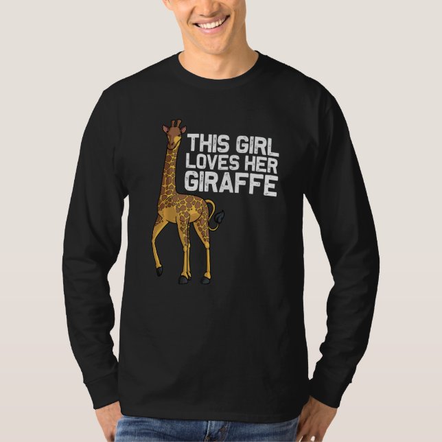 Camiseta Giraffe For Girls Kids Teens Giraffe Animal (Frente)