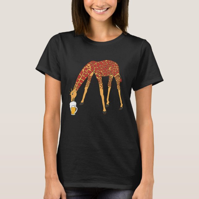 Camiseta Giraffe   Giraffe Long Neck Drinking Beer (Frente)