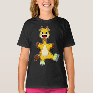 Camiseta Giraffe Ice patinando skates de gelo