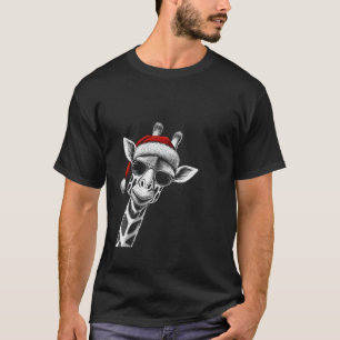 Camiseta Giraffe Natal Santa Hat Pajama Engraçado Giraffe X