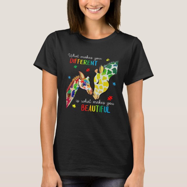 Camiseta Giraffe O Que Te Torna Diferente Conscientização d (Frente)