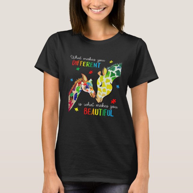 Camiseta Giraffe O Que Te Torna Diferente Conscientização d (Frente)