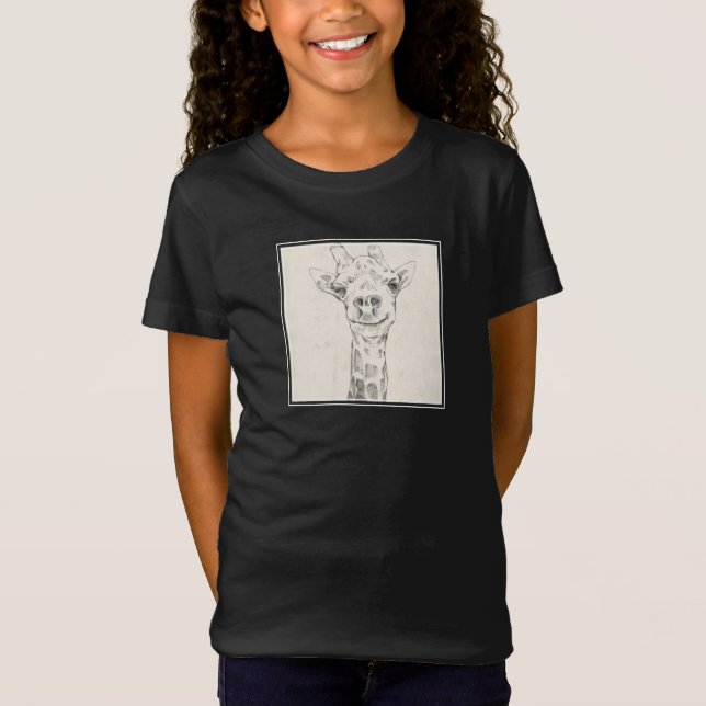 Camiseta Giraffe Portrait Sketch (Frente)