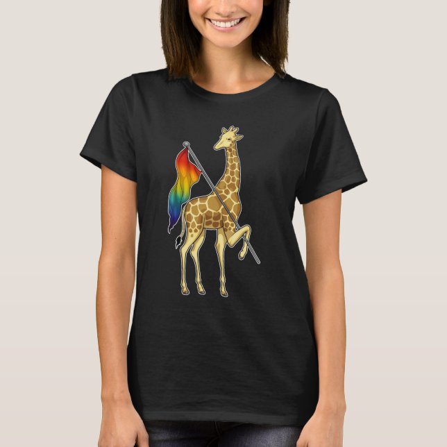 Camiseta Giraffe Rainbow Flag (Frente)