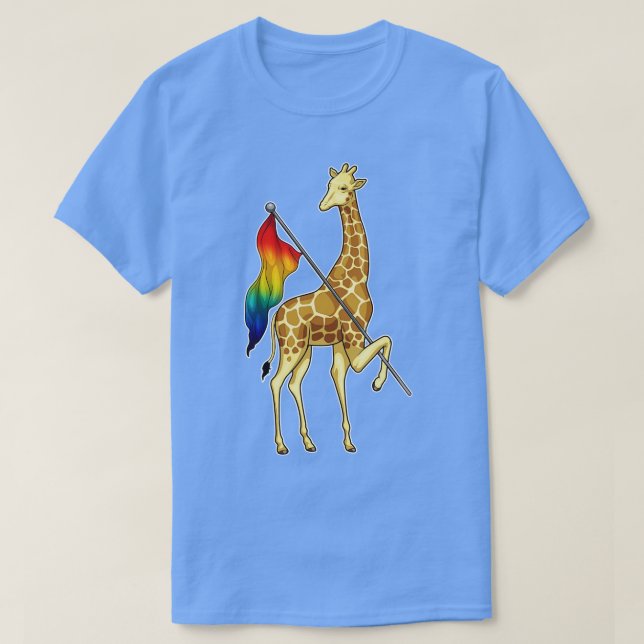 Camiseta Giraffe Rainbow Flag (Frente do Design)
