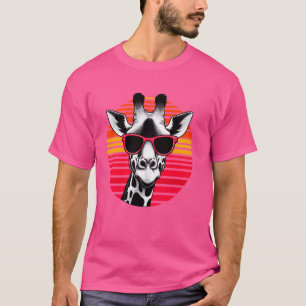 Camiseta Giraffe Retro Vintage Protetores de Animais Sunset