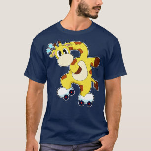 Camiseta Giraffe Roller skates patinagem em linha