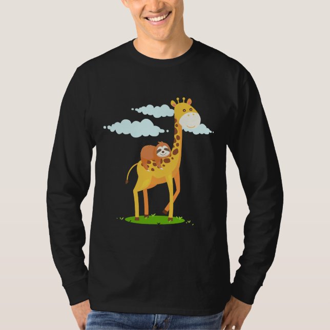 Camiseta Giraffe Sloth Engraçado Para Crianças (Frente)