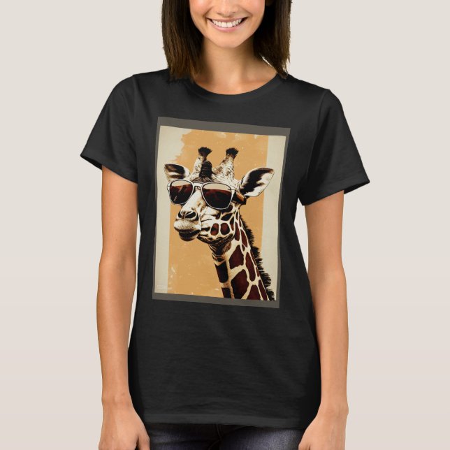 Camiseta Giraffe Sunglasses Wild Animal Africa Safari Brown (Frente)