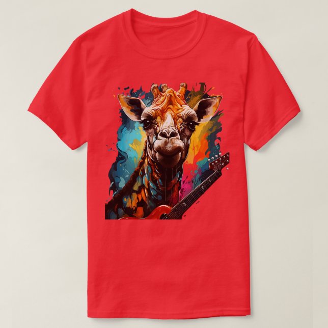 Camiseta Giraffe tocando violão (Frente do Design)