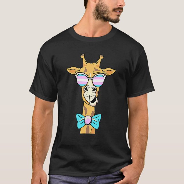 Camiseta Giraffe Transgender Sunglass Lgbt Q Animal Trans (Frente)