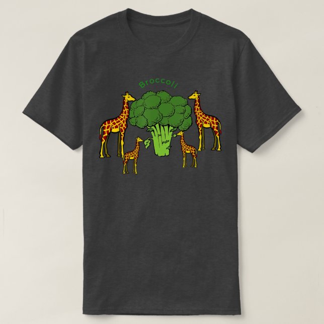 Camiseta Giraffe Vegetariana Comendo Brócolis (Frente do Design)