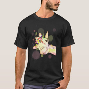 Camiseta Giraffe Watercolor Hippie Flores Paz Colorido