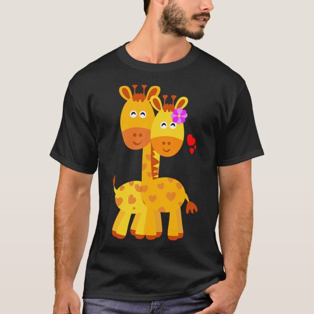 Camiseta Giraffe Wedding Anniversário Noivado Clássico T-S (Frente)