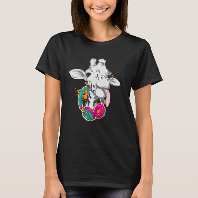 Camiseta Giraffe with Headphones Wild Animals (Frente)
