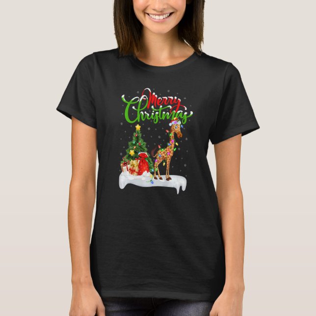 Camiseta Giraffe  Xmas Decorations Santa Giraffe Christmas (Frente)