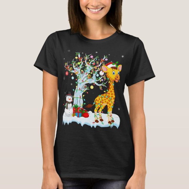 Camiseta Giraffe Xmas Element Tree Lighting Giraffe Christy (Frente)