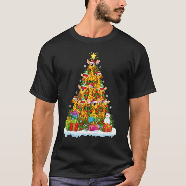 Camiseta Giraffe   Xmas Holiday   Giraffe Christmas Tree (Frente)