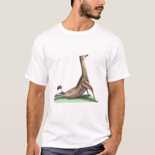 Camiseta Giraffe Yoga Pose Meditação Exercício de Trabalho 