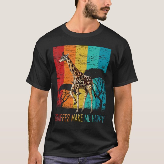 Camiseta Giraffes Make Me Happy Zoo Keeper Animal  Giraffe (Frente)