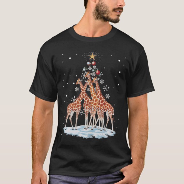 Camiseta Giraffes Xmas Tree Giraffe Christmas Tree Merry Ch (Frente)