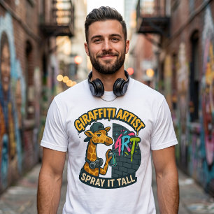 Camiseta Giraffiti Artista T-Shirt - Girafa Grafite Engraça