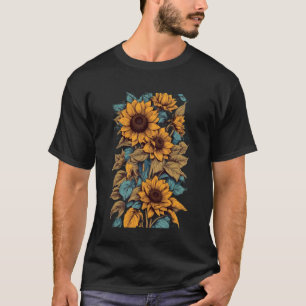 Camiseta Girassóis Amarelos Flores de verão lindas Posições